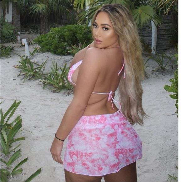 Pink 3 piece swimsuit set tie-dye - Picture 2 of 2